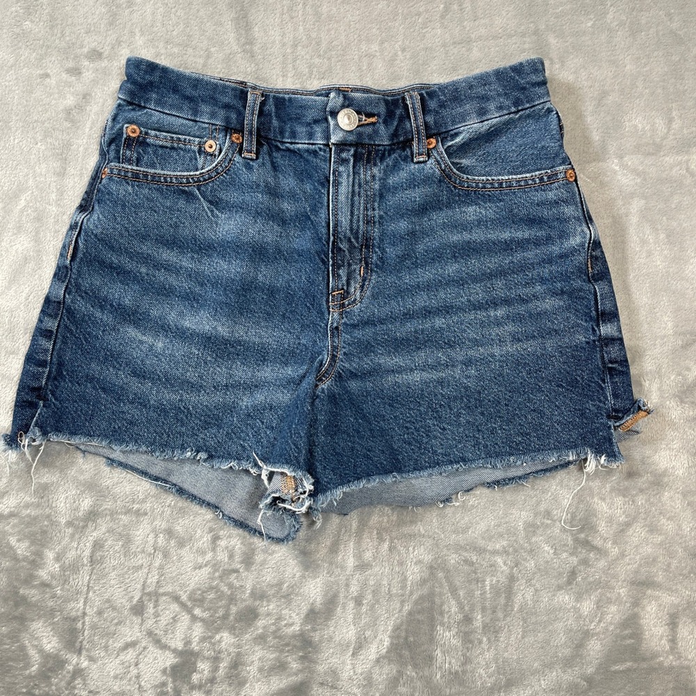 American Eagle Womens Size 2 Curvy Relaxed High Rise Denim Shorts Medium Wash